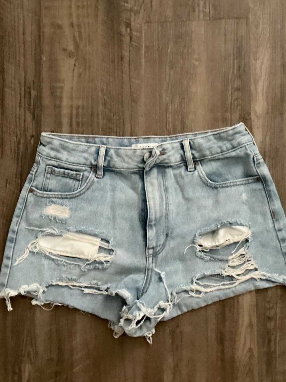 PacSun Light Blue Ripped High Waisted Denim Festival Shorts size 26